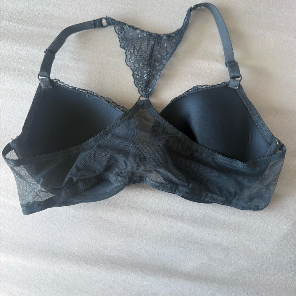Lace Racerback Push-Up Bra - Steel Blue - Picture 2 of 2